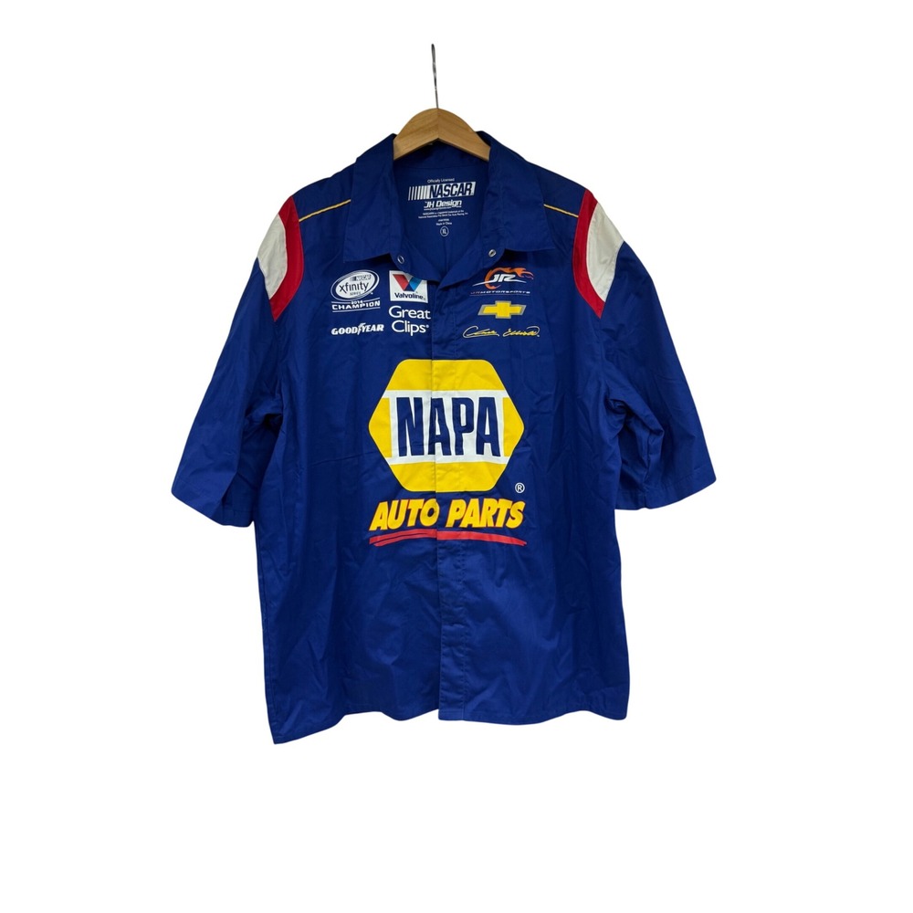JH Design NASCAR Chase Elliott NAPA Auto Parts Pit Crew‎ Shirt Blue Mens XL